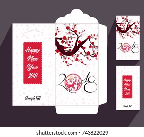 Chinese New Year red envelope flat icon, year of the dog 2018