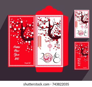 Chinese New Year red envelope flat icon, year of the dog 2018