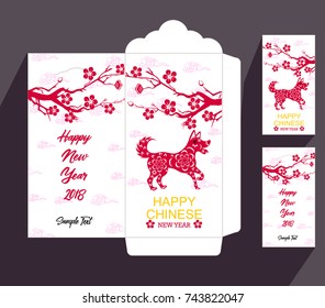 Chinese New Year red envelope flat icon, year of the dog 2018