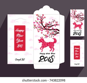 Chinese New Year red envelope flat icon, year of the dog 2018