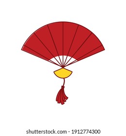 Chinese New Year Red Fan Flat Icon