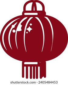 Chinese New Year red lantern icon on white background. Vector illustration.