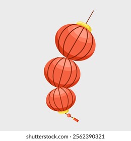Chinese New Year red lanterns. Vector illustration in flat style.