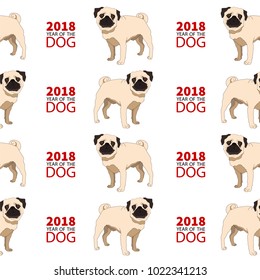 Chinese New Year repeating pattern.Dog breeds.Vector illustration.