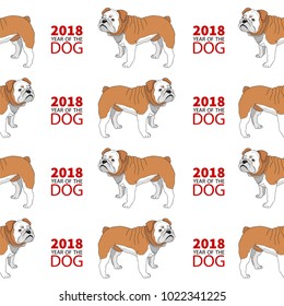 Chinese New Year repeating pattern.Dog breeds.Vector illustration.