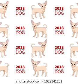 Chinese New Year repeating pattern.Dog breeds.Vector illustration.