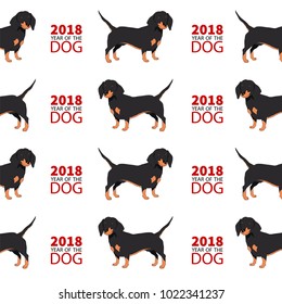 Chinese New Year repeating pattern.Dog breeds.Vector illustration.
