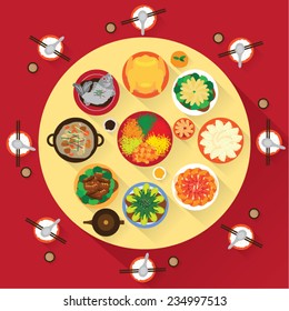 Chinese New Year Reunion Dinner Vector Design