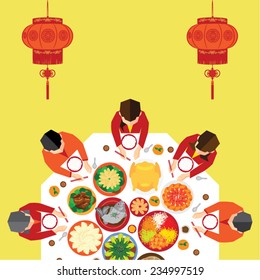 Chinese New Year Reunion Dinner Vector Design