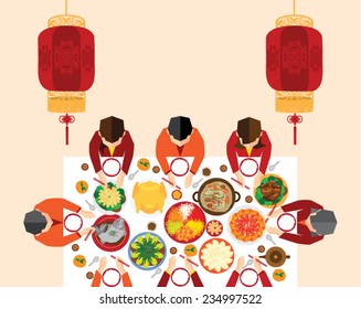 Chinese New Year Reunion Dinner Vector Design