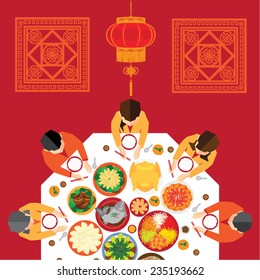 Chinese New Year Reunion Dinner Vector Design