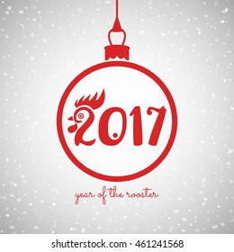 Chinese New Year of the rooster 2017, cute postcard, vector illustration