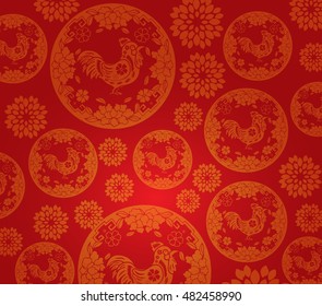 Chinese new year rooster pattern background