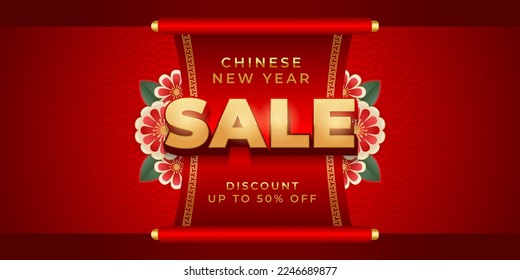 Chinese new year sale banner vector, background of lunar new year discount event for promotional product, web banner and social media post