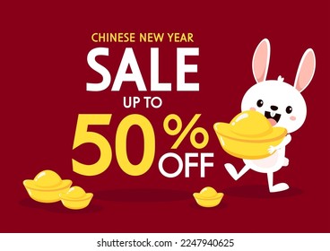 Chinese new year sale banner. Happy Chinese new year 2023. Chinese New Year Sale Promotion Template.