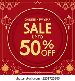 Chinese new year sale banner. Happy Chinese new year 2023. Chinese New Year Sale Promotion Template.