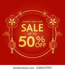 Chinese new year sale banner. Happy Chinese new year 2024. Chinese New Year Sale Promotion Template.