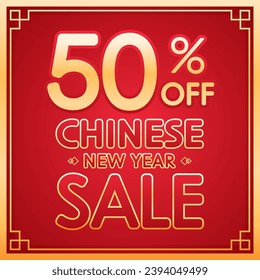 Chinese new year sale banner. Happy Chinese new year 2024. Chinese New Year Sale Promotion Template.