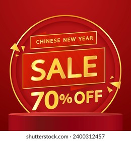 Chinese new year sale banner. Happy Chinese new year 2024. Chinese New Year Sale Promotion Template.
