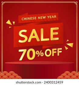 Chinese new year sale banner. Happy Chinese new year 2024. Chinese New Year Sale Promotion Template.