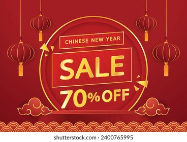 Chinese new year sale banner. Happy Chinese new year 2024. Chinese New Year Sale Promotion Template.
