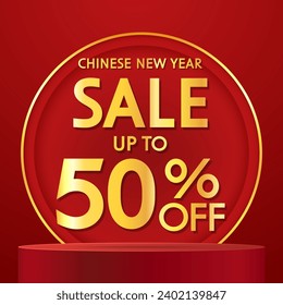 Chinese new year sale banner. Happy Chinese new year 2024. Chinese New Year Sale Promotion Template.
