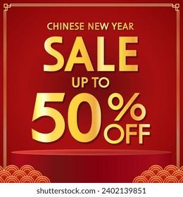 Chinese new year sale banner. Happy Chinese new year 2024. Chinese New Year Sale Promotion Template.