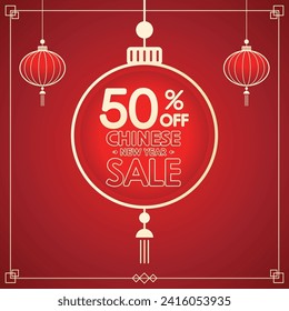 Chinese new year sale banner. Happy Chinese new year 2024. Chinese New Year Sale Promotion Template.
