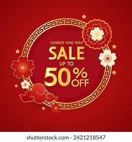 Chinese new year sale banner. Happy Chinese new year 2025. Chinese New Year Sale Promotion Template.