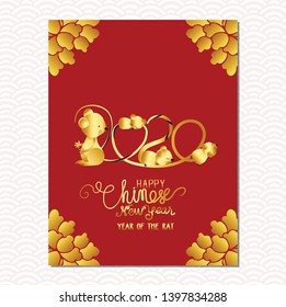 Chinese New Year sale design template. The year of rat, chinese paper cut arts