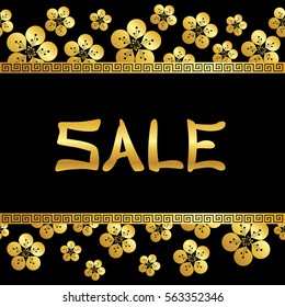 Chinese new year sale design banner on black background.