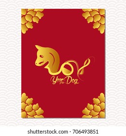 Chinese New Year sale design template. The year of dog, chinese paper cut arts