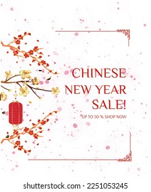 Chinese New Year Sale Pink and White Background