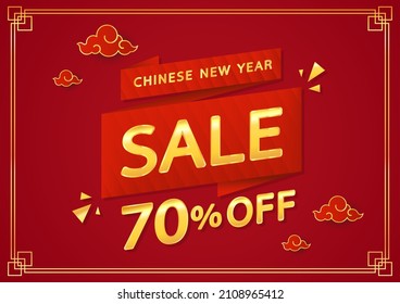 Chinese new year sale poster. Happy Chinese new year 2022. Chinese New Year Sale Promotion Template. Sale tag vector.