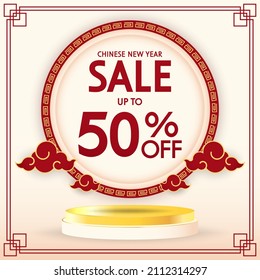 Chinese new year sale poster. Happy Chinese new year 2022. Chinese New Year Sale Promotion Template.