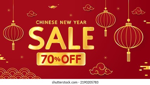 Chinese new year sale poster. Happy Chinese new year 2023. Chinese New Year Sale Promotion Template. Sale tag vector.