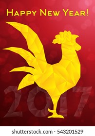 Chinese New Year Sale Poster Flyer Card Mockup with Fire Rooster Golden Template Layout Vector Illustration
