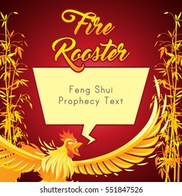 Chinese New Year Sale Poster Flyer Mockup with Golden Fire Rooster Martial Arts Character Over Bamboo Plant Background Card Template Layout Vector Illustration
