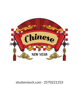 Chinese new year scroll banner with ornamental design