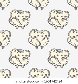 Chinese New Year seamless pattern with hand drawn rats on white background. Suitable for packaging, wrappers, fabric design