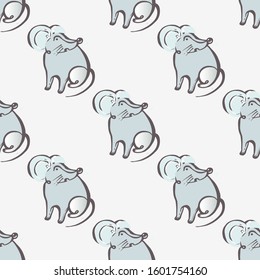 Chinese New Year seamless pattern with hand drawn rats on white background. Suitable for packaging, wrappers, fabric design