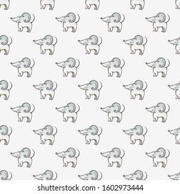 Chinese New Year seamless pattern with hand drawn rats on white background. Suitable for packaging, wrappers, fabric design