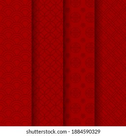 Chinese New Year. Set red pattern.
