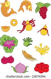 Chinese new year set with varieties of objects to be use
