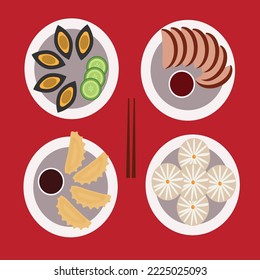 chinese new year snacks vector