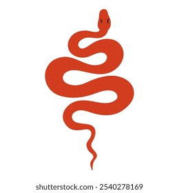 Chinese New Year snake. 2025 holiday banner. Golden serpent on red background. Zodiac animal mascot. Horoscope character, traditional Asian ornament. Congratulation poster. Vector illustration