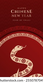 Chinese new year, year of the snake banner template design.Happy Chinese new year 2025 vector design background. 
