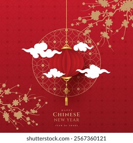 Chinese new year, year of the snake banner template design.Happy Chinese new year 2025 vector design background.
