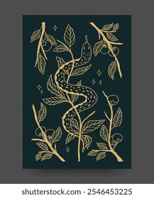 Chinese new year  year of the snake. Design template for poster  greeting card   banner. cut art flat design.