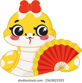 Chinese New Year Snake with Fan Illustration